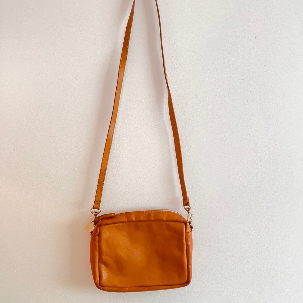 Clare V. Leather Midi Sac in Marigold
